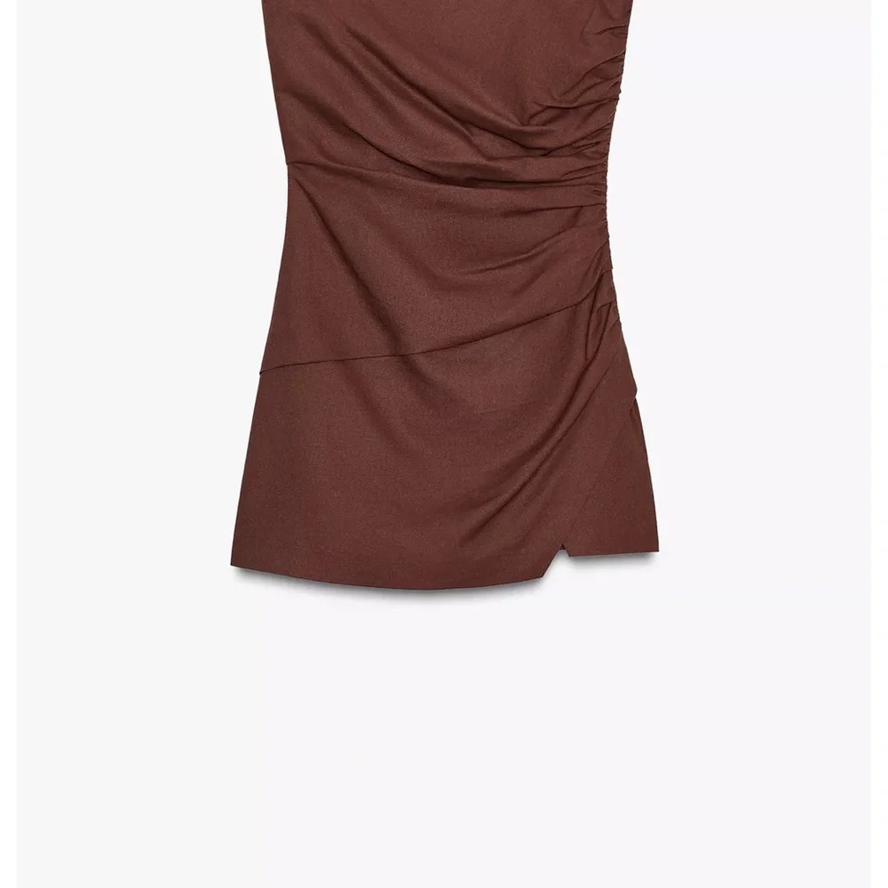 Zara Elegant linen Strapless Rust jumpsuit - Picture 14 of 16